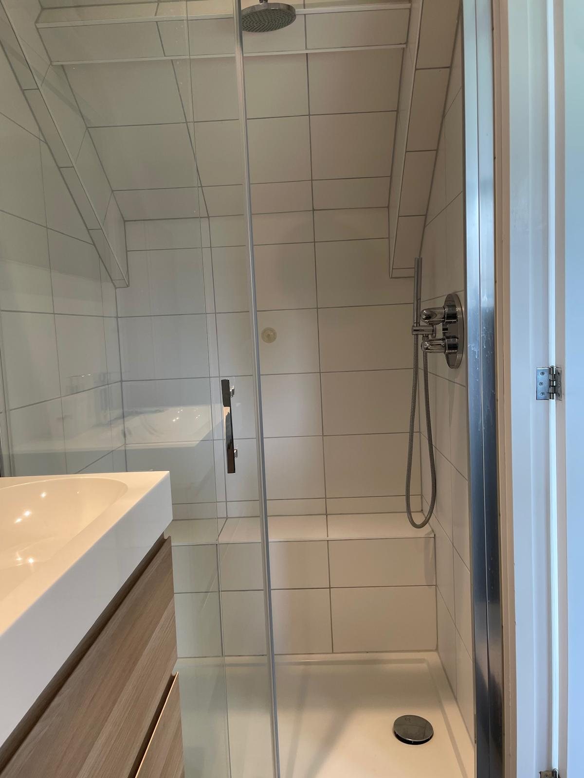 Badkamer met ruime inloopdouche en wastafel
